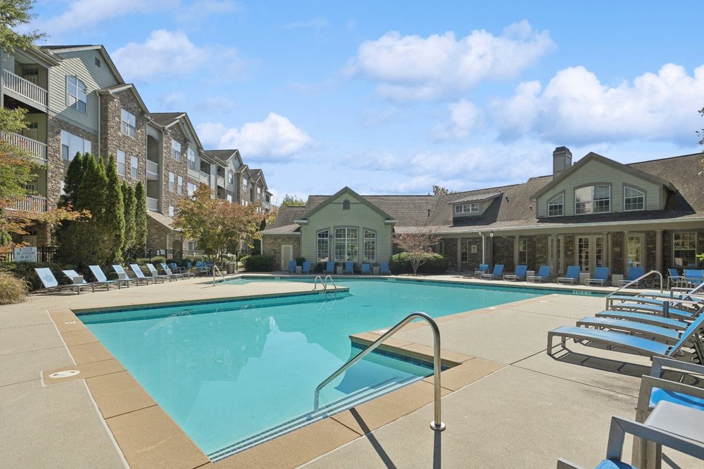 Pool sun chairs at Longwood Vista Apartment Homes in Atlanta GA